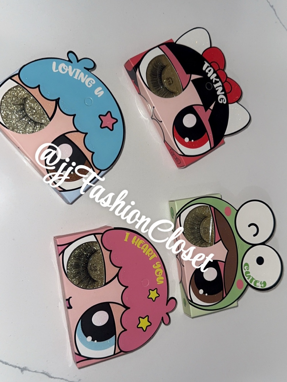 Cute Kawaii Eye Lash Set - Glitter Gold Lashes